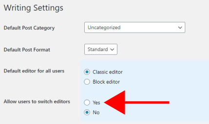 A screenshot of the WordPress writing settings - step-by-step instructions to follow