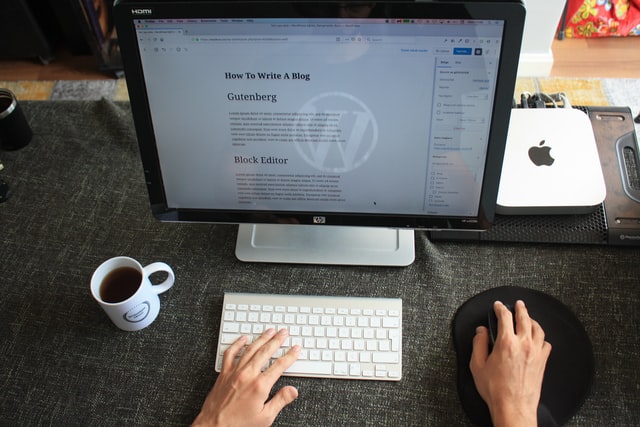 The WordPress block editor, Gutenberg, being demonstrated in a blog post.