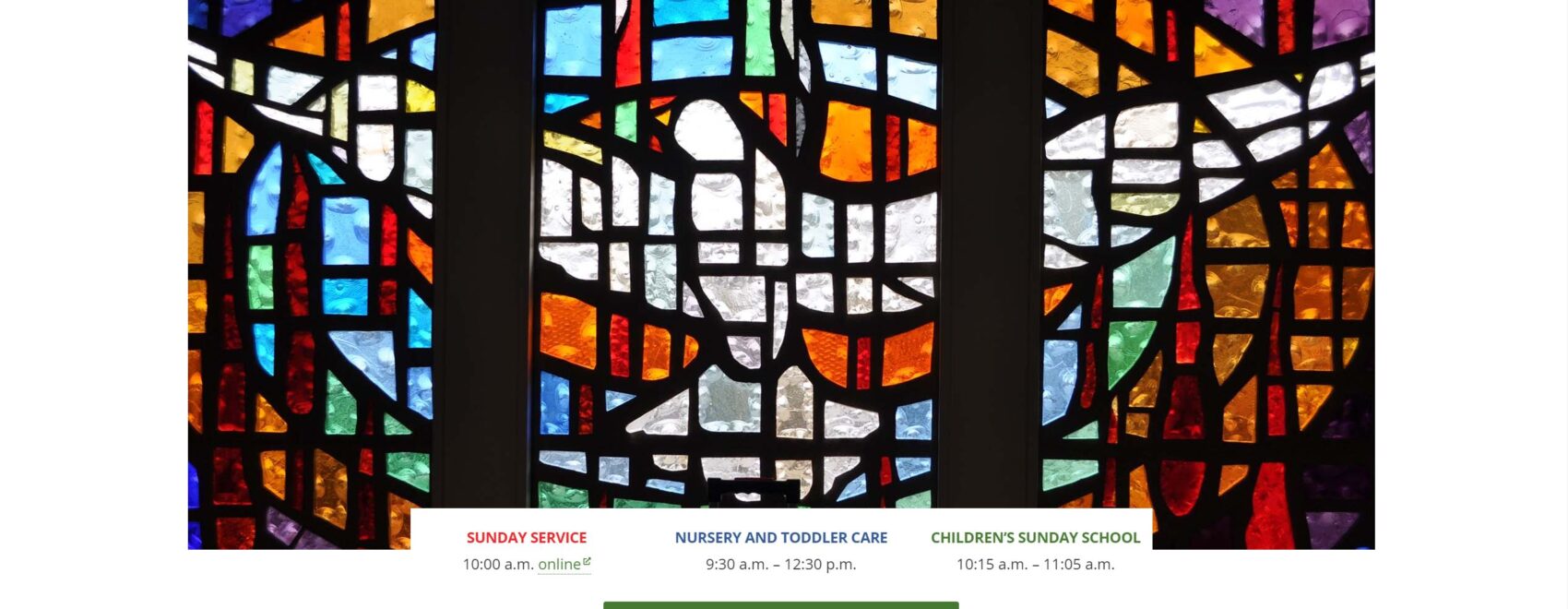homepage featuring a stained glass dove