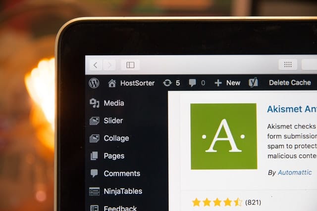 The WordPress dashboard as seen on a computer screen