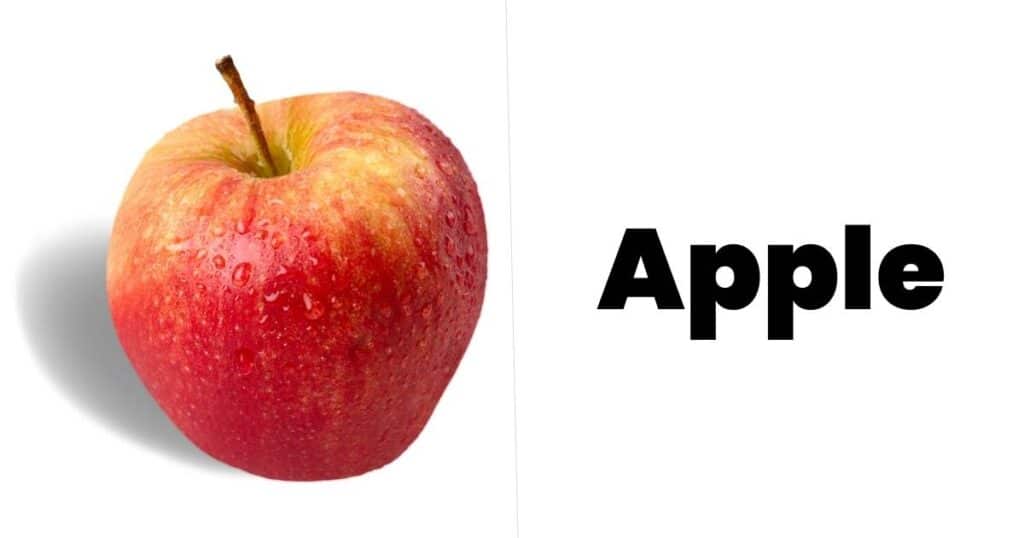 A picture of an apple and the word apple on Using Images to Encourage Website Conversions.