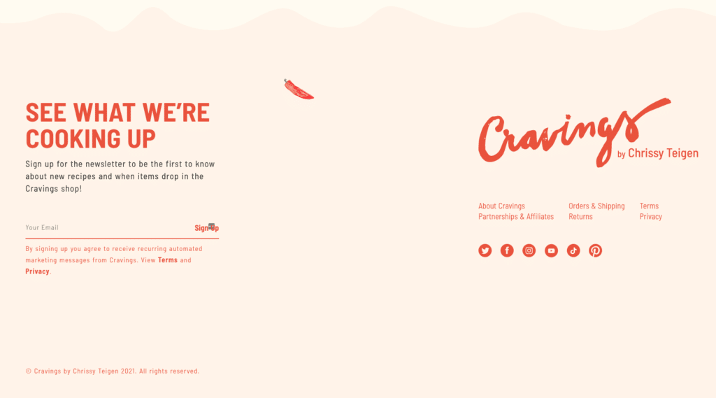 An example of a website footer with beautiful branding.